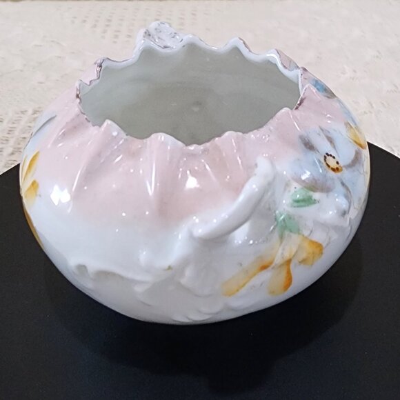 1900's Dainty Antique Hand Painted Daisy Flower Pinch Top Hair Catch Bowl Vanity - Picture 4 of 17